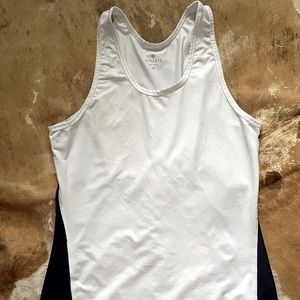 Athleta Sports Tank Top White Colorblock Running Yoga Cycling Size M Round Neck.